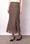 Women's Lined Lace-Tulle High Waist Slim Fit Long Below Knee Fish Cut Skirt-Mink Pattern - 3