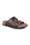 L014.251 Genuine Antique Leather Adjustable Buckle Anatomical Ultra Light Eva Sole Men's Slippers