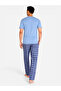 Powder Blue Checkered Short Sleeve Jersey Pyjamas Set (100% Cotton) - 6