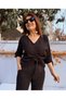 Muslin Blouse with Gathered Front and Sleeves, Black - 4