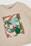 Baby Girl Long Sleeve Printed Ecru T-Shirt - 3