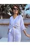 Muslin Blouse with Gathered Front and Sleeves, White - 4