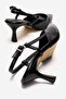 Women's Black Thin Strap Pointed Toe Elegant Stylish Shoes 6 cm Heeled - 4