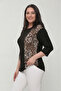 Plus Size Leopard Pattern Block Blouse - 2