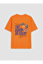 Orange Crew Neck Printed Boy's T-Shirt - 2