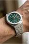 Silver Color Men's Wristwatch |   45mm Steel Case, Silver Steel Band, Green Dial - 2