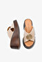 Rubi Women's Genuine Leather Padded Slippers - Beige Suede - 4