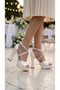 Stone Detailed Women's Wedding Engagement Heeled Shoes - 6