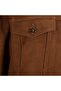 Women's Brown Shirt Collar Suede Jacket with Sporty Stitching Detail - 4