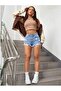 Full Stretch Fabric Slim Tasseled Women's Denim Shorts - 3