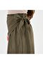 Side Tie Detail, Elastic Waist, Midi Length Skirt - 2