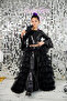 Black Glitter Sequined Flounce Sleeve Layered Skirt Girls' Set - 6