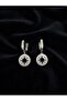 Star Figured Zircon Stone Oval Model Dangle Silver Color Steel Earrings - Does Not Tarnish - 4