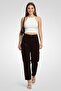 Women Regular Fit Corduroy Cargo Pants, Dark Brown - 2