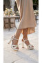Tulle Bow Shiny High Medium Thick Plarform Women's Heeled Evening Dress Shoes - 5