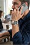 Silver Round Case Men's Wristwatch |   45mm Steel Case, Silver Steel Band, Black Dial - 3