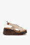 Tesy Women's Genuine Leather Wedge Sandals - Beige Suede
