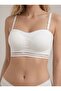 Strapless Ribbon Detailed Gathering Bra Without Underwire Laser Cut Women's Bra - 3