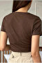 Knitted Look Slogan She Printed V-Neck Short Sleeve Regular Women's Combed Cotton Tshirt - 2