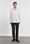 White Long Sleeve Hard Collar Self-Patterned 100% Cotton Comfort Fit Shirt 1004255203 - 2