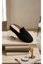 Suede Genuine Leather Loafer Women's Sabo Slippers - 3