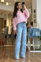 Light Blue Snow Washed Belted Straight Lycra Jeans - 5