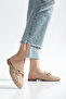 Beige Straw Stone Buckle Summer Women's Loafer Slippers - 4