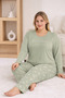34503-26 Large Size Women's Pajamas Set Long Sleeve Printed Pants Comfortable Home Wear - 3