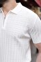 White Polo Collar Slim Fit Knitwear Men's T-Shirt E7465 - 3