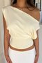 Water Yellow Ultra Soft Premium Fabric Waist-Fitting Flexible Crop Top Blouse Wft9411