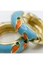 Women's Earrings Gold Detailed Blue Turquoise Enamel Inlaid Hoop Earrings Vintage Women's Earrings - 5