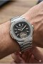 Automatic Mechanism Men's Wristwatch |   42mm Steel Case, Silver Steel Band, Black Dial - 3