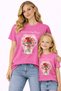 Mother-Daughter Matching Oversize T-Shirt – Mother & Child Twin T-Shirt with Flower Girl Print (Single Price)