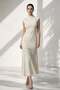 Cream-colored dress with collar, sleeve, and skirt details - 2
