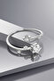Minimalist Star Detailed Zircon Stone Silver Adjustable Women's Ring - 5