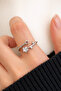 Minimalist Star Detailed Zircon Stone Silver Adjustable Women's Ring