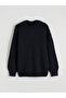 Navy Blue Crew Neck Oversize Women's Knitwear Sweater - 4