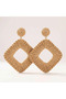 Wicker Women's Earrings Brown Dangle Geometric Shape Bohemian Summer Women's Earrings - 3