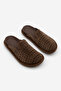 Women's Genuine Leather Perforated Geometric Patterned Sabo Daily Slippers Yofin Brown Suede - 5