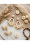 Straw Women's Earrings Cream Color Dangle Drop Bohemian Summer Women's Earrings - 2
