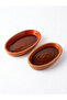 Oval Glazed Earthenware Casserole Dish |   Oven Resistant Natural Clay Serving Plate (25 X 13 cm) Set of 2