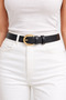 Women's Black Modern Belt – Shiny Gold Buckle