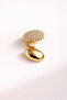 Stone Detailed S Shape Cartilage Earring with One Side Pin and One Side Snap, Gold Color Bijouterie Earring - 7