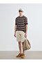 Xside Brown Crew Neck Striped Men's T-Shirt - 2
