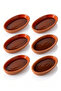 Oval Glazed Earthenware Casserole Dish |   Oven Resistant Natural Clay Serving Plate (25 X 13 cm) Set of 6