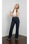 Hayal Dark Blue Women's Lycra High Waist Palazzo Jeans Loose Denim Trousers - 3