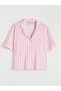 Seray New Season Shirt Collar Striped Women's Shorts Pajama Set - 5