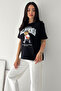 Women's California Printed Oversize T-Shirt – with Teddy Bear Figure - 7