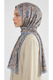 Lara Motif Patterned Cotton Shawl - Blue / Ecru - 3