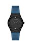 Women's Wristwatch |   35mm Steel Case, Blue Leather Strap, Black Dial - 6